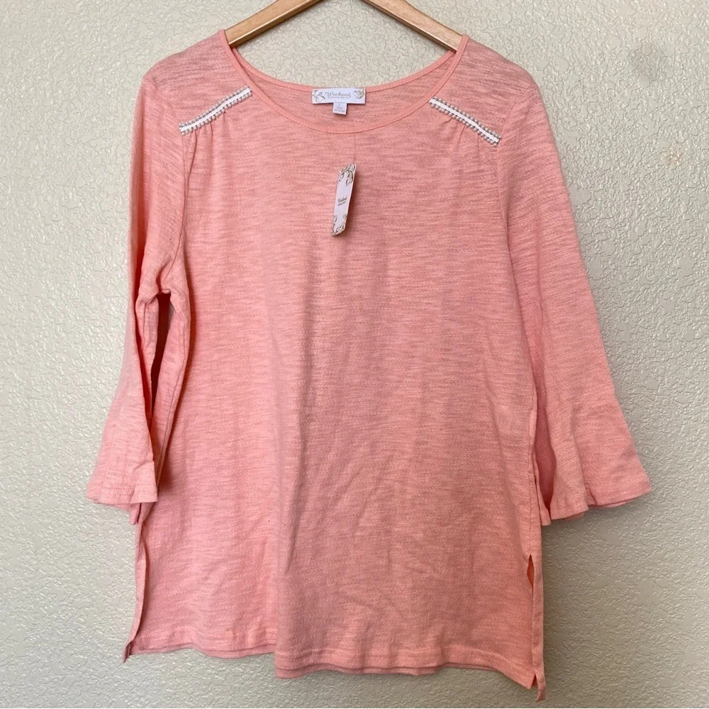 Suzanne‎ Betro Weekend NWT 3/4 sleeve coral spring blouse shirt top large
